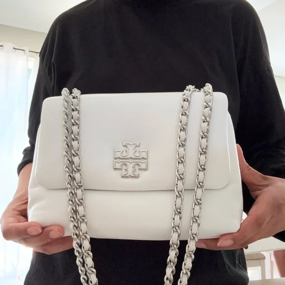 Bags Tory Burch Britten Leather Puffy Small Shoulder Bag, Optic White, 548 - Picture 2 of 8
